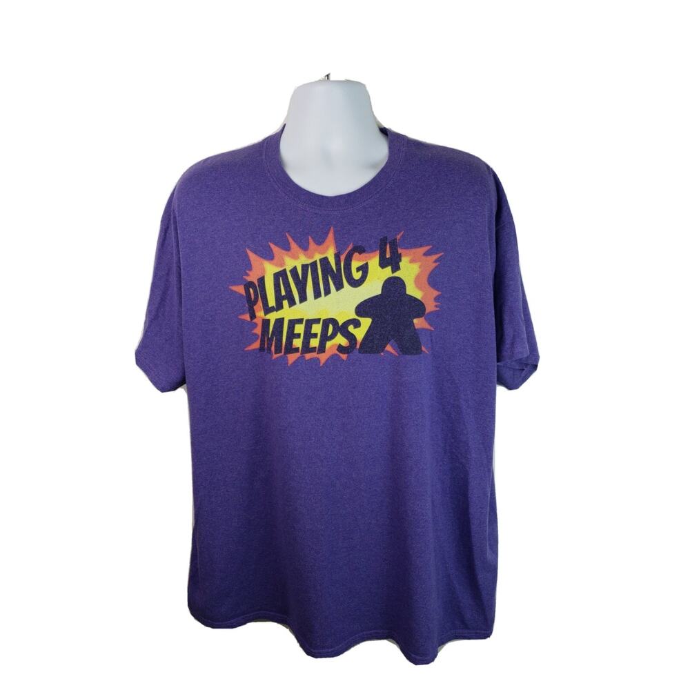 Playing 4 Meeps Funny Boardgame Purple Tshirt size 2XL